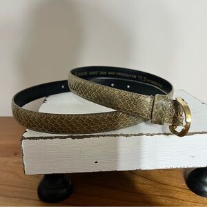 Women’s Vintage Genuine Snake Skin Belt With Gold Hardware Size Medium